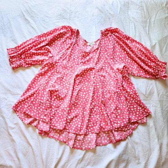 Umgee Bubblegum Pink Brushstroke Top | Fall Dopamine Aesthetic | Size 2X - Picture 3 of 7